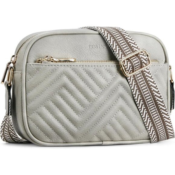 Women Grey Imported Vegan Leather Quilted Small Shoulder Crossbody Handbags - Picture 7 of 7